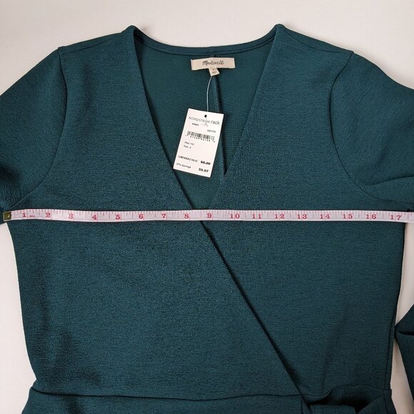NWT Madewell Texture & Thread Faux Wrap dress in Smoky Spruce, size S - Picture 6 of 7